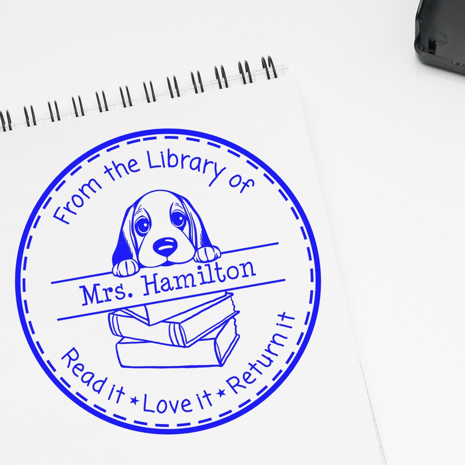 Basset Hound Customizable Read It Love It Return It For Book Sharing Stamp - Engineer Seal Stamps