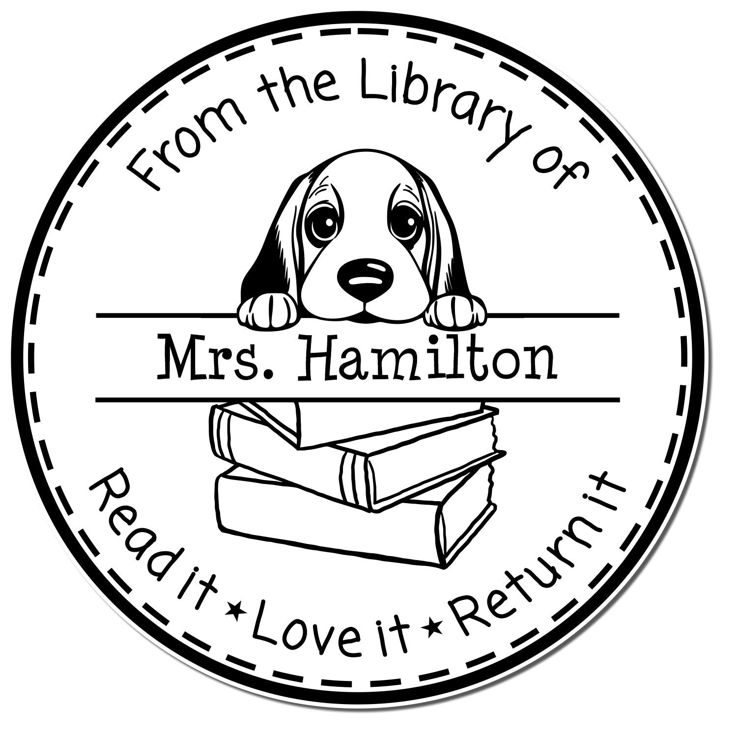 Cute Basset Hound Puppy Themed Read It Love It Return It For Book Collectors Stamp - Engineer Seal Stamps