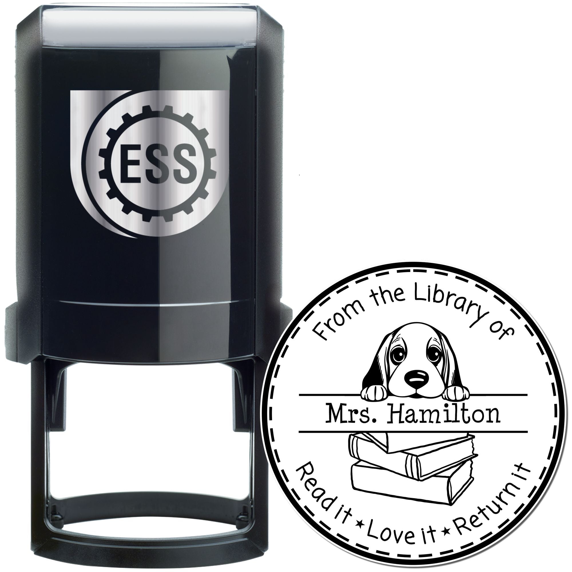 Basset Hound Customizable Read It Love It Return It For Book Sharing Stamp - Engineer Seal Stamps
