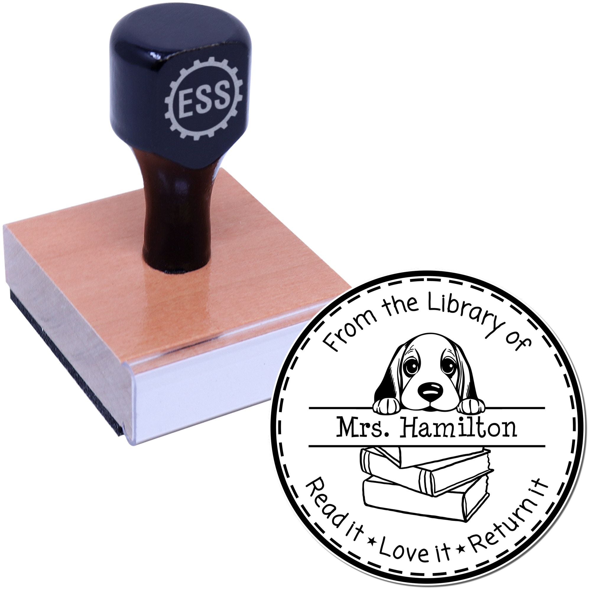 Basset Hound Customized Read It Love It Return It For Book Sharing Stamp - Engineer Seal Stamps