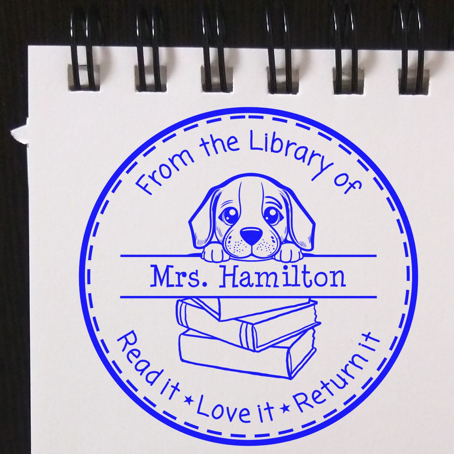 Cute Beagle Puppy Themed Read It Love It Return It For Book Clubs Stamper - Engineer Seal Stamps