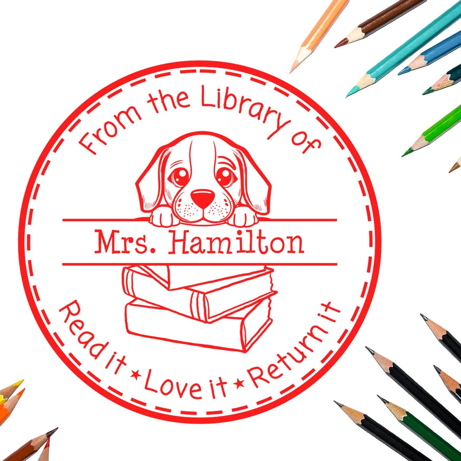 Beagle Customizable Read It Love It Return It For Book Lovers Stamper - Engineer Seal Stamps