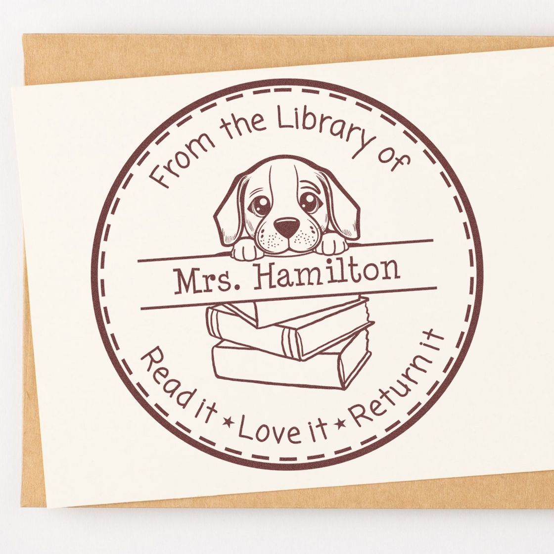 Cute Beagle Puppy Themed Read It Love It Return It For Book Clubs Stamper - Engineer Seal Stamps