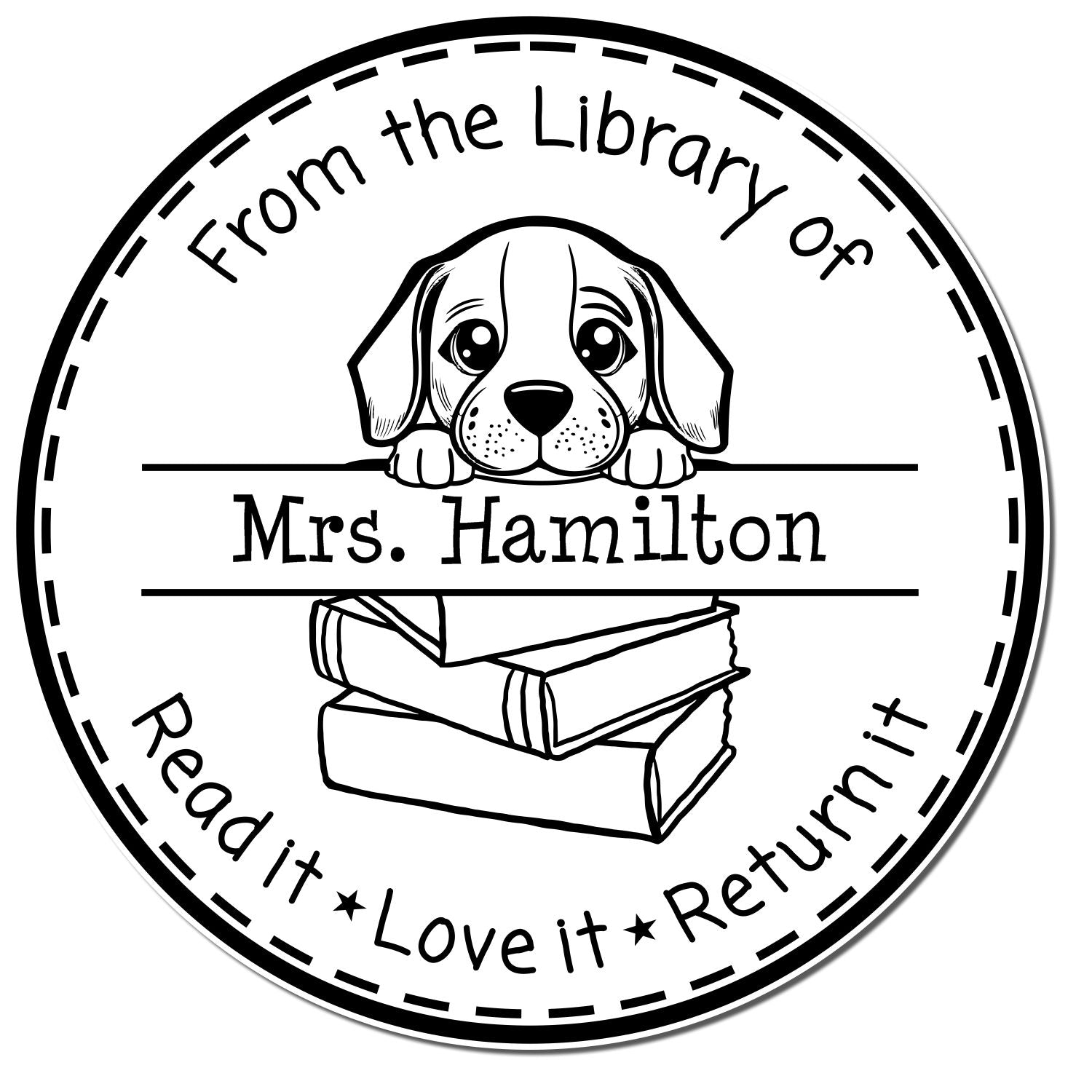 Cute Beagle Puppy Themed Read It Love It Return It For Book Clubs Stamper - Engineer Seal Stamps