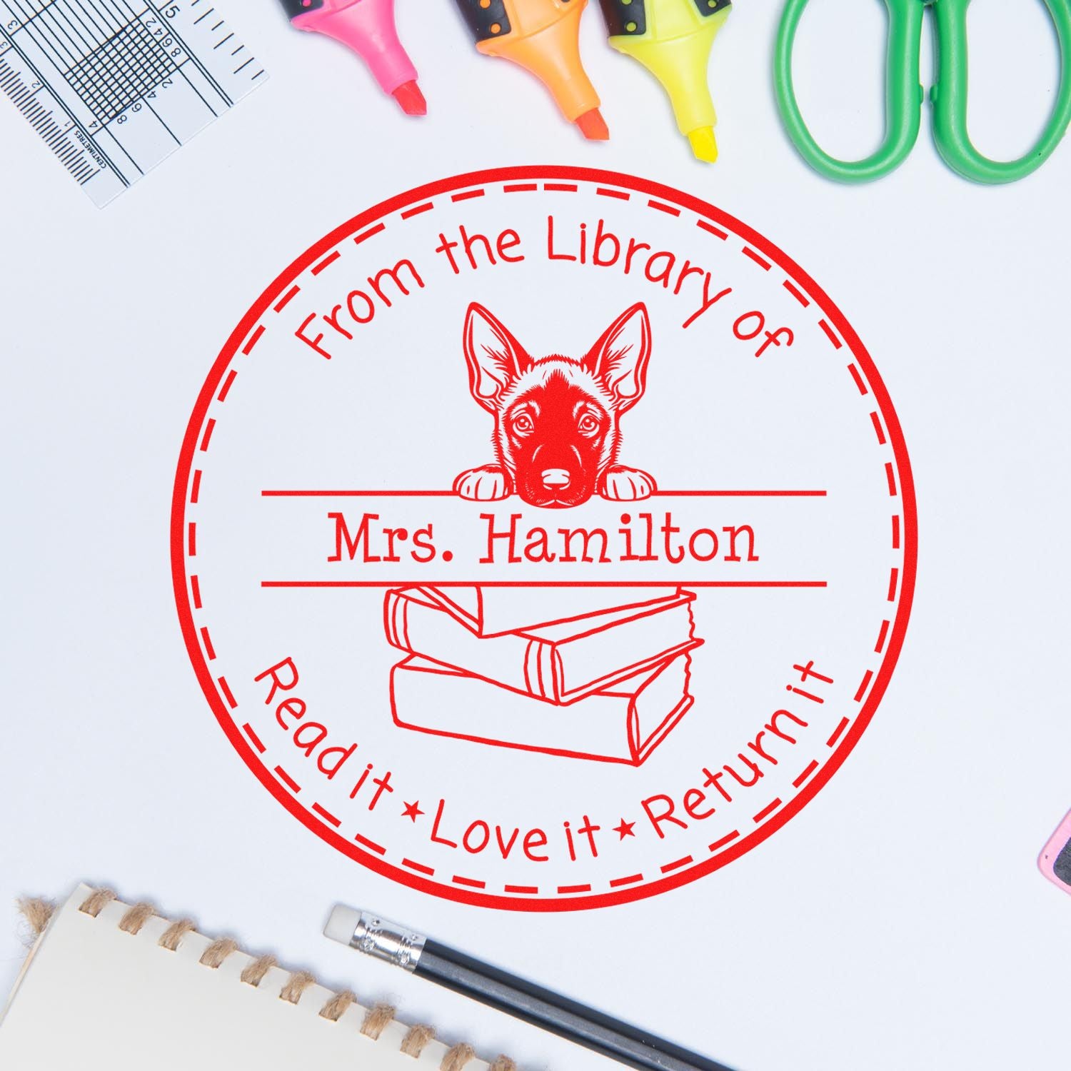 Belgian Malinois Customized Read It Love It Return It For Book Lovers Stamp - Engineer Seal Stamps