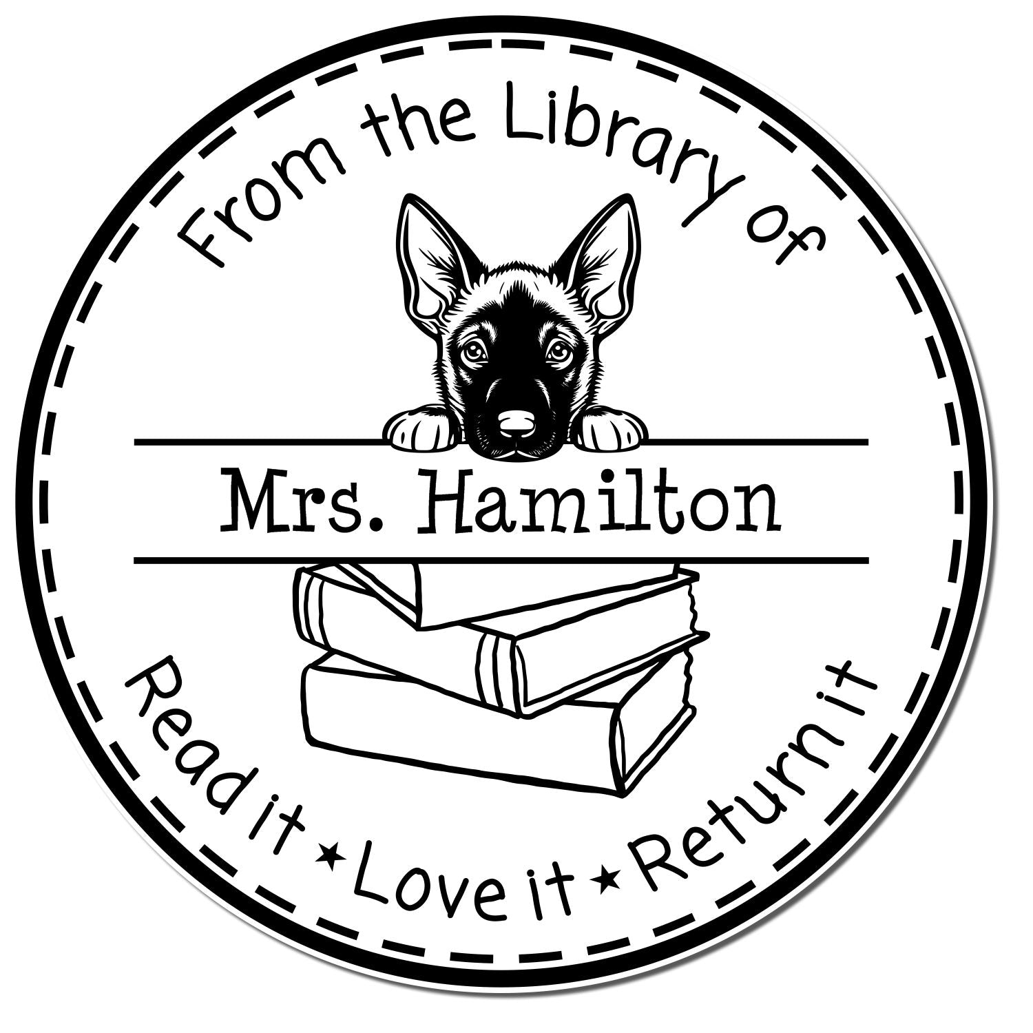 Belgian Malinois Customizable Read It Love It Return It For Book Lovers Stamp - Engineer Seal Stamps