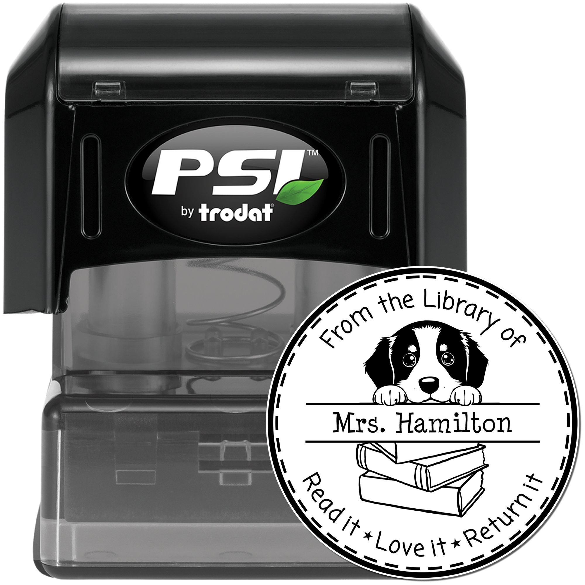 Bernese Mountain Custom Read It Love It Return It For Book Exchange Stamper - Engineer Seal Stamps