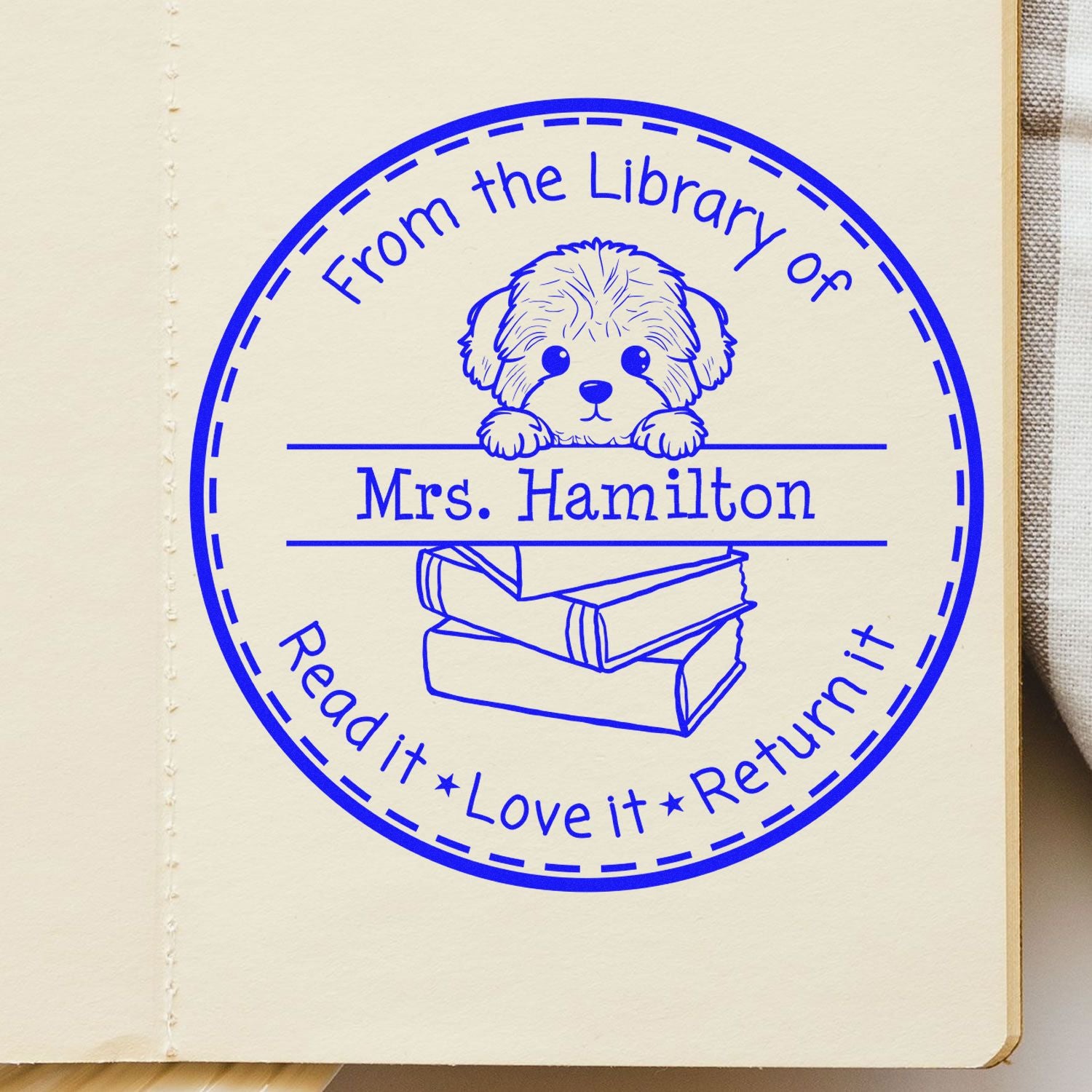Bichon Frise Customizable Read It Love It Return It For Book Exchange Stamp - Engineer Seal Stamps