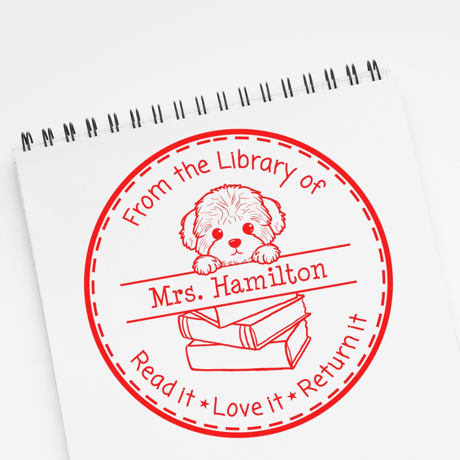 Bichon Frise Custom Read It Love It Return It For Book Exchange Stamp - Engineer Seal Stamps