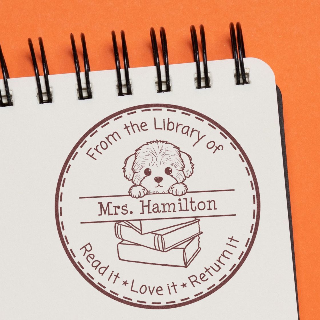 Cute Bichon Frise Puppy Themed Read It Love It Return It Customized Stamp - Engineer Seal Stamps