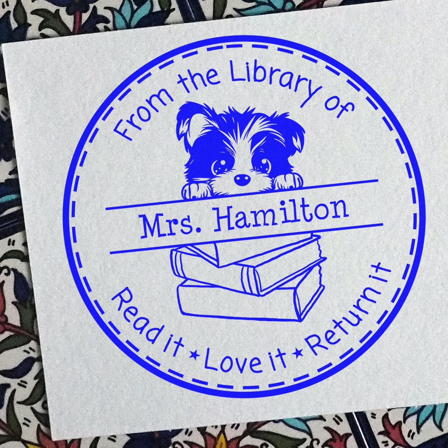 Biewer Terrier Customizable Read It Love It Return It For Book Collectors Stamper - Engineer Seal Stamps