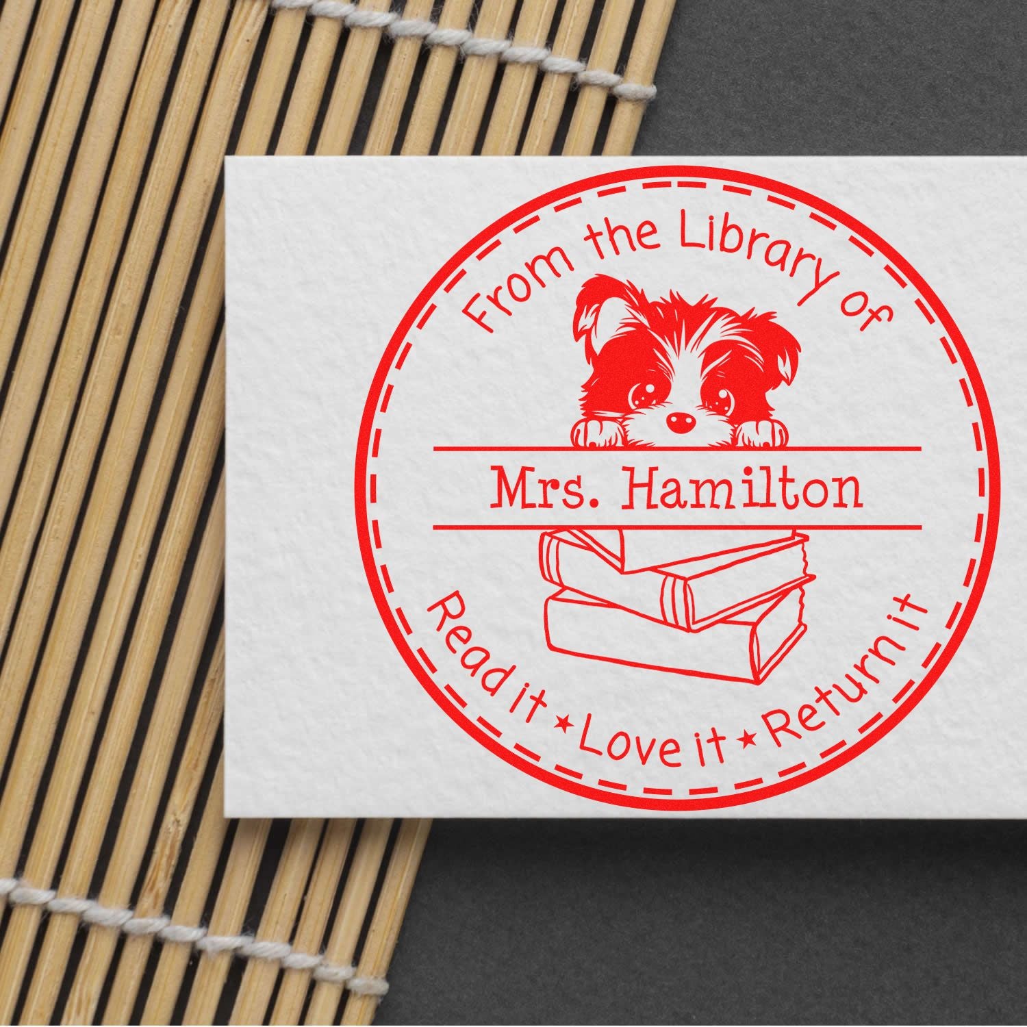 Biewer Terrier Customizable Read It Love It Return It For Book Collectors Stamper - Engineer Seal Stamps