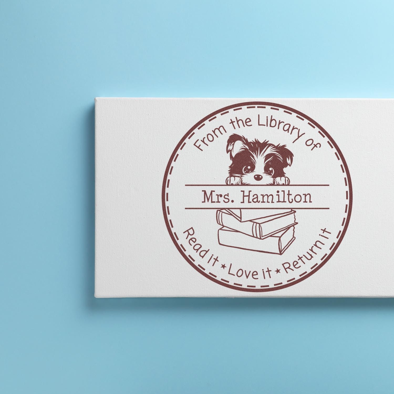 Cute Biewer Terrier Puppy Themed Read It Love It Return It Customizable Stamper - Engineer Seal Stamps
