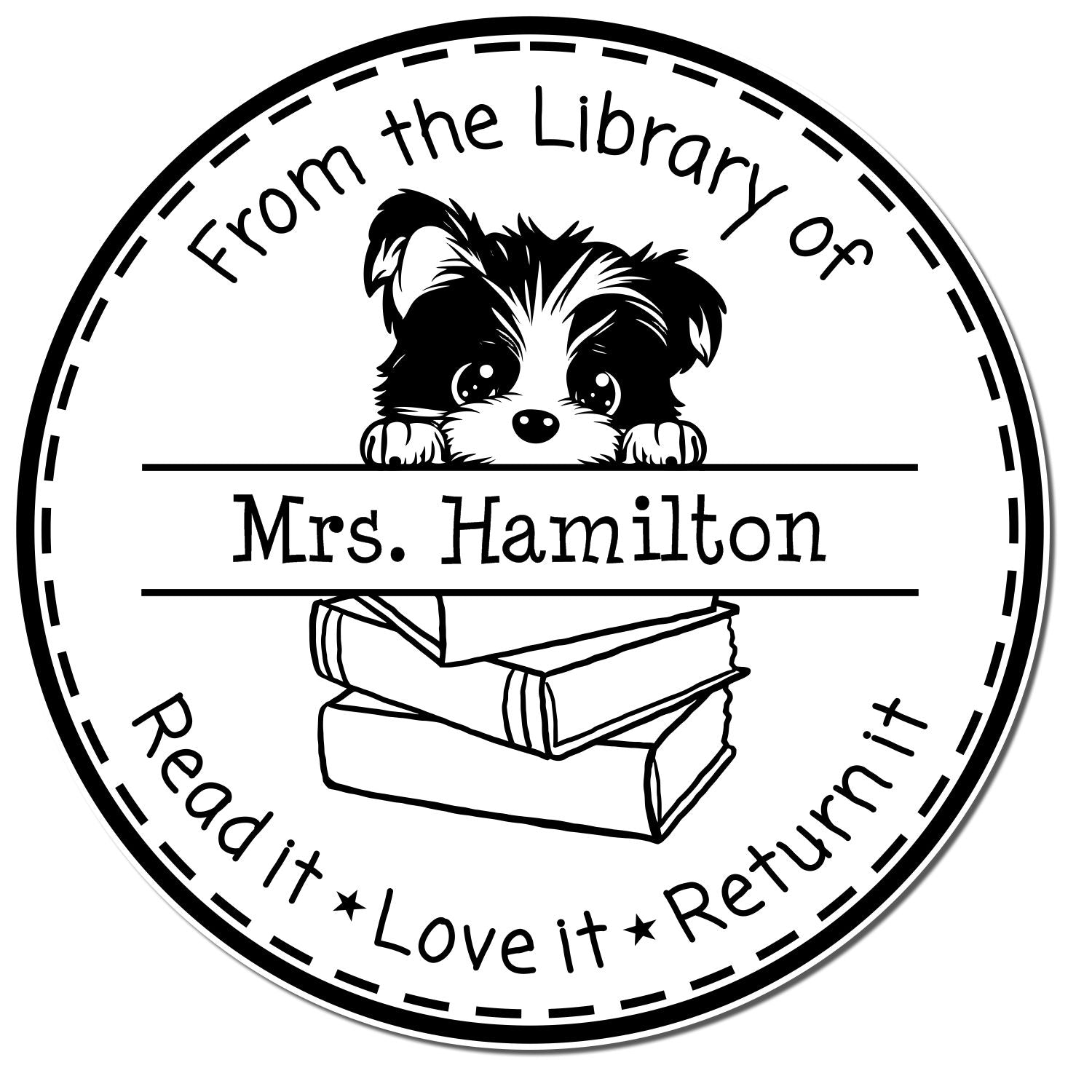 Biewer Terrier Customizable Read It Love It Return It For Book Collectors Stamper - Engineer Seal Stamps