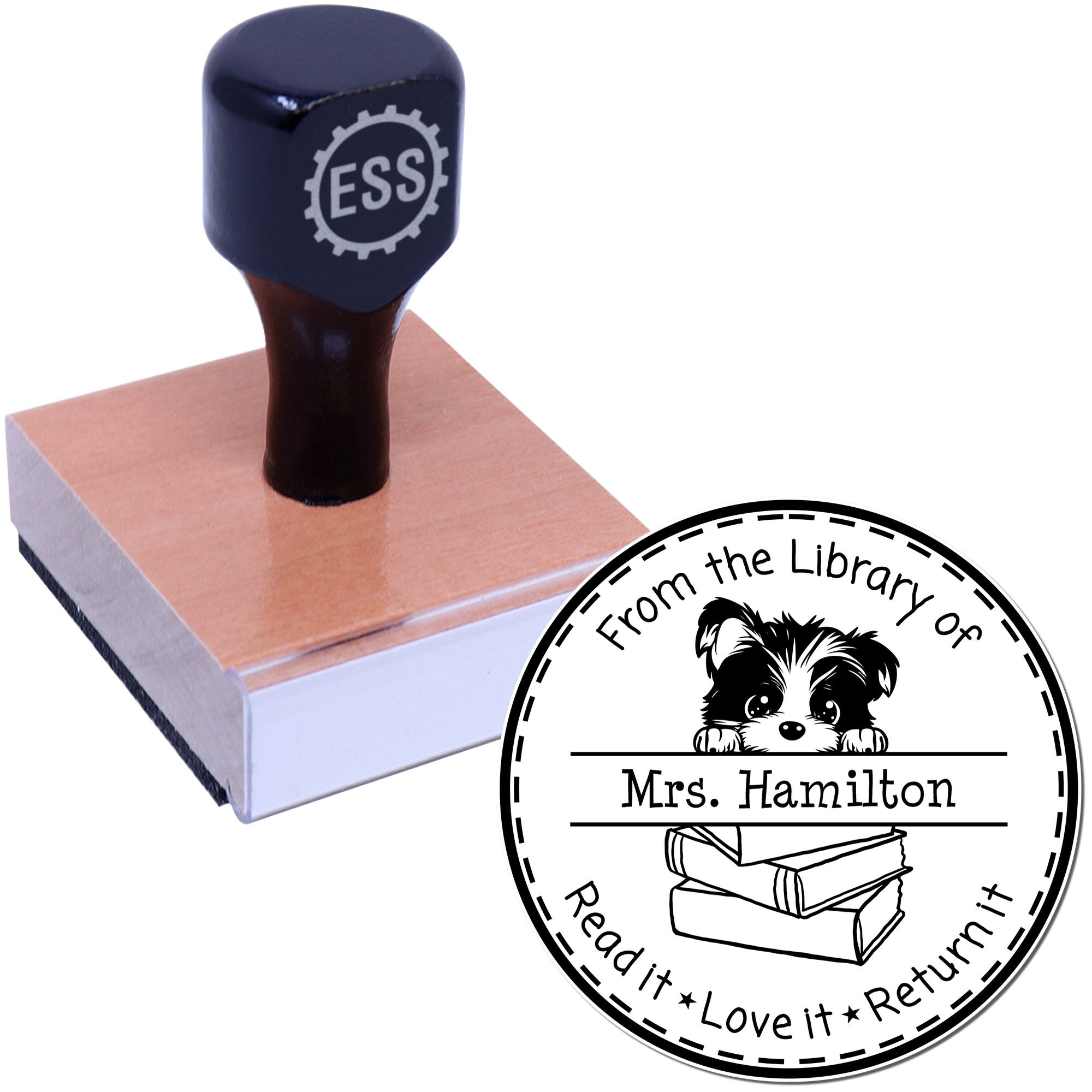 Biewer Terrier Customized Read It Love It Return It For Book Collectors Stamper - Engineer Seal Stamps