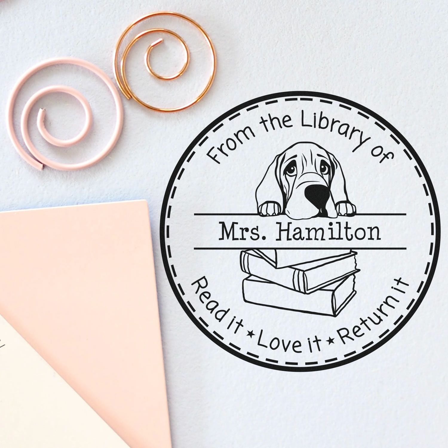 Bloodhound Customized Read It Love It Return It For Book Collectors Stamp - Engineer Seal Stamps
