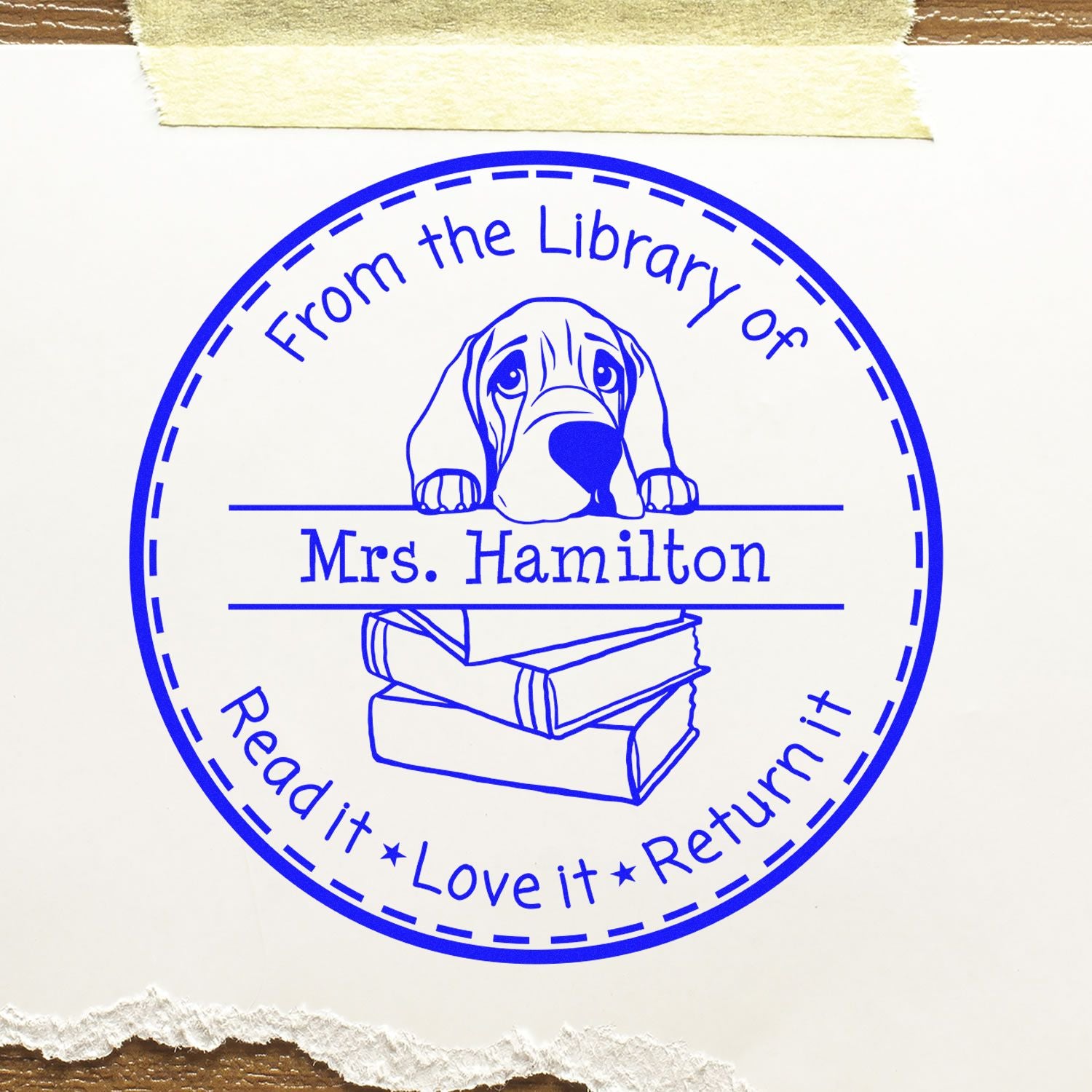 Bloodhound Customizable Read It Love It Return It For Book Collectors Stamp - Engineer Seal Stamps