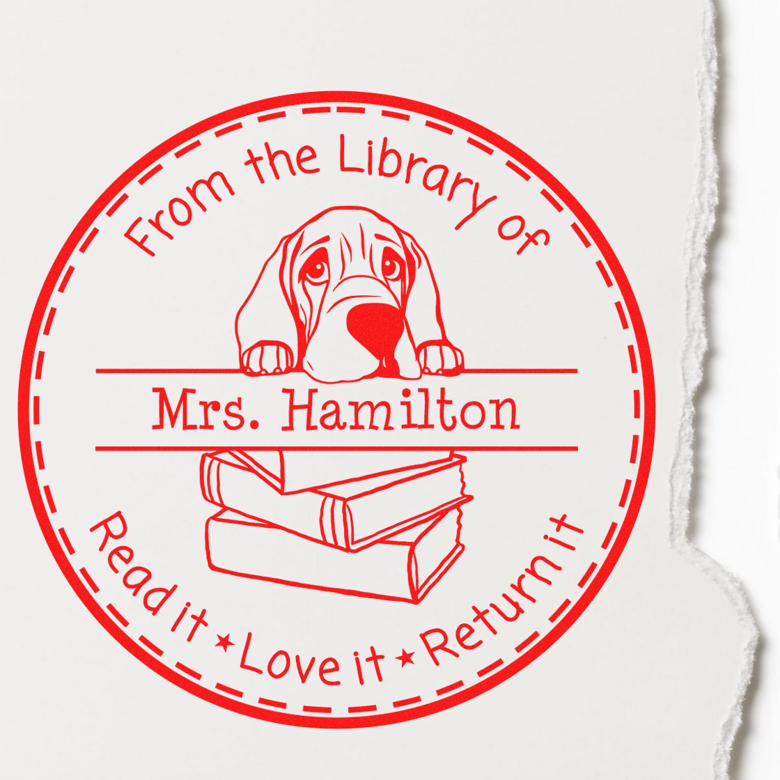 Bloodhound Customizable Read It Love It Return It For Book Collectors Stamp - Engineer Seal Stamps