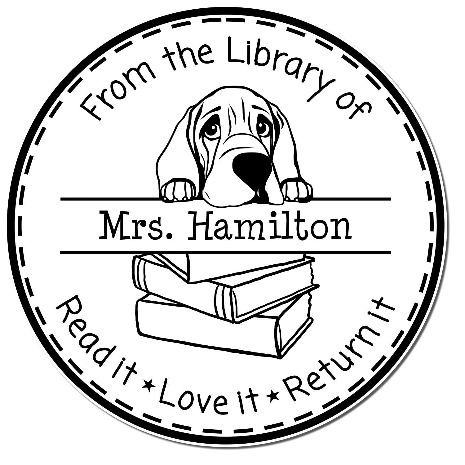 Bloodhound Custom Read It Love It Return It For Book Collectors Stamp - Engineer Seal Stamps