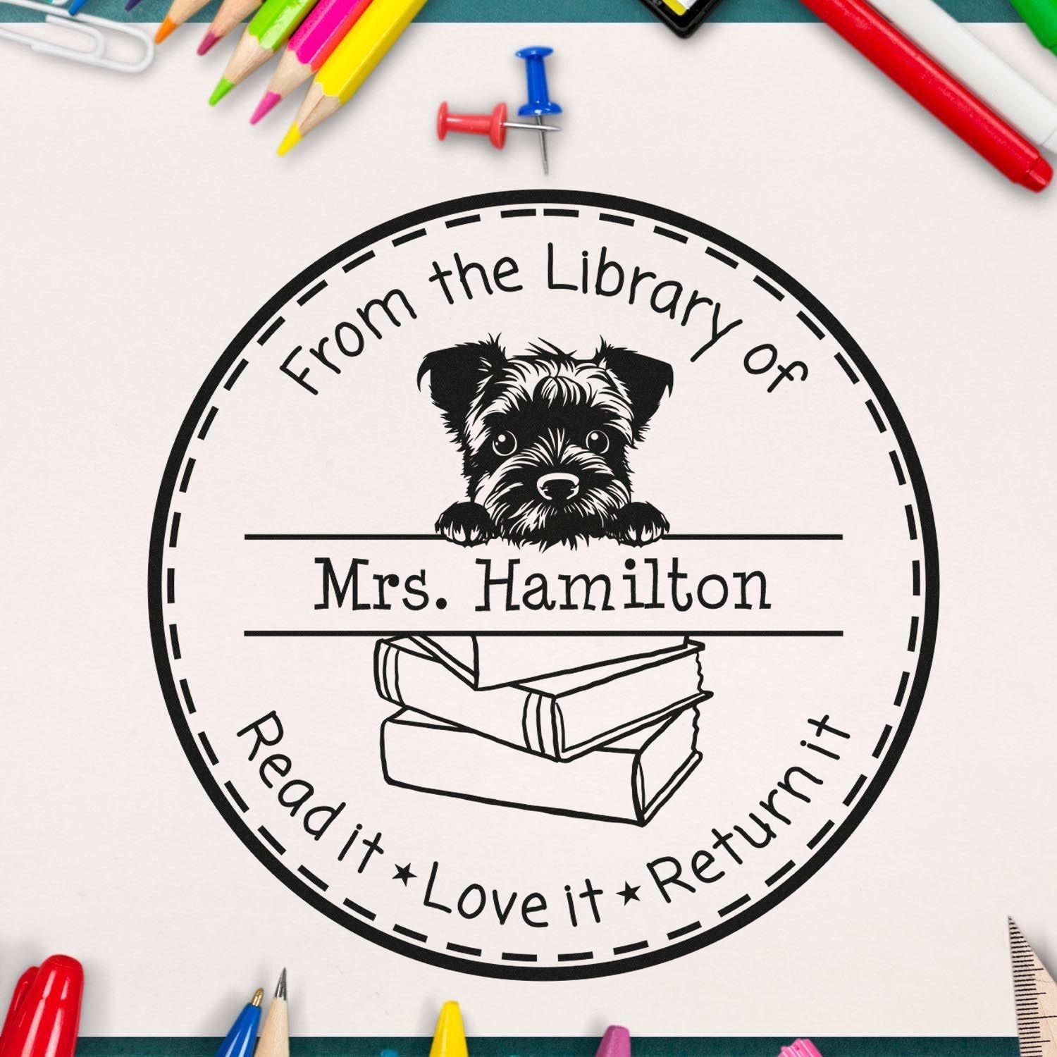 Border Terrier Custom Read It Love It Return It For Book Clubs Stamp - Engineer Seal Stamps