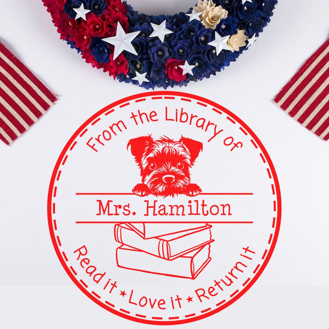 Border Terrier Customized Read It Love It Return It For Book Clubs Stamp