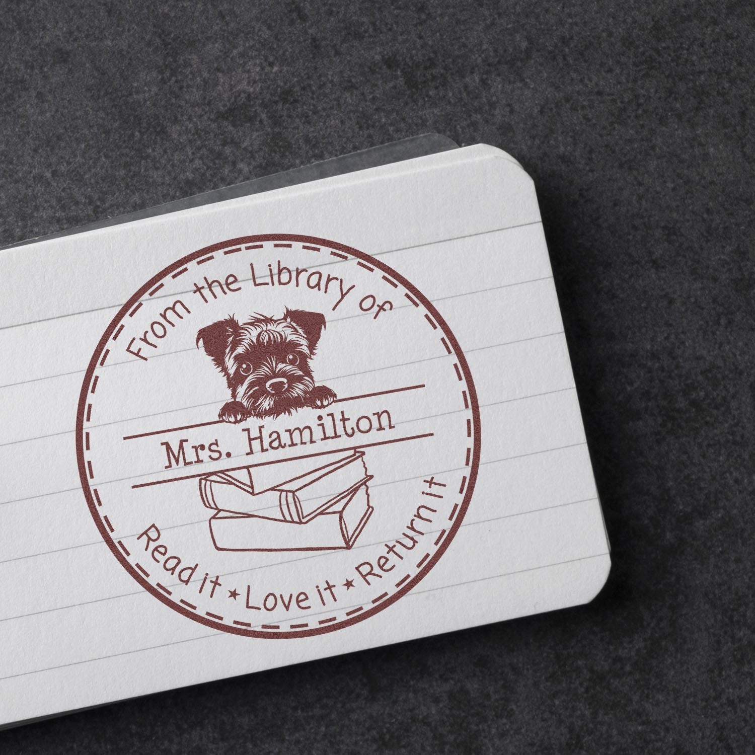 Border Terrier Puppy Themed Read It Love It Return It Custom Stamp - Engineer Seal Stamps