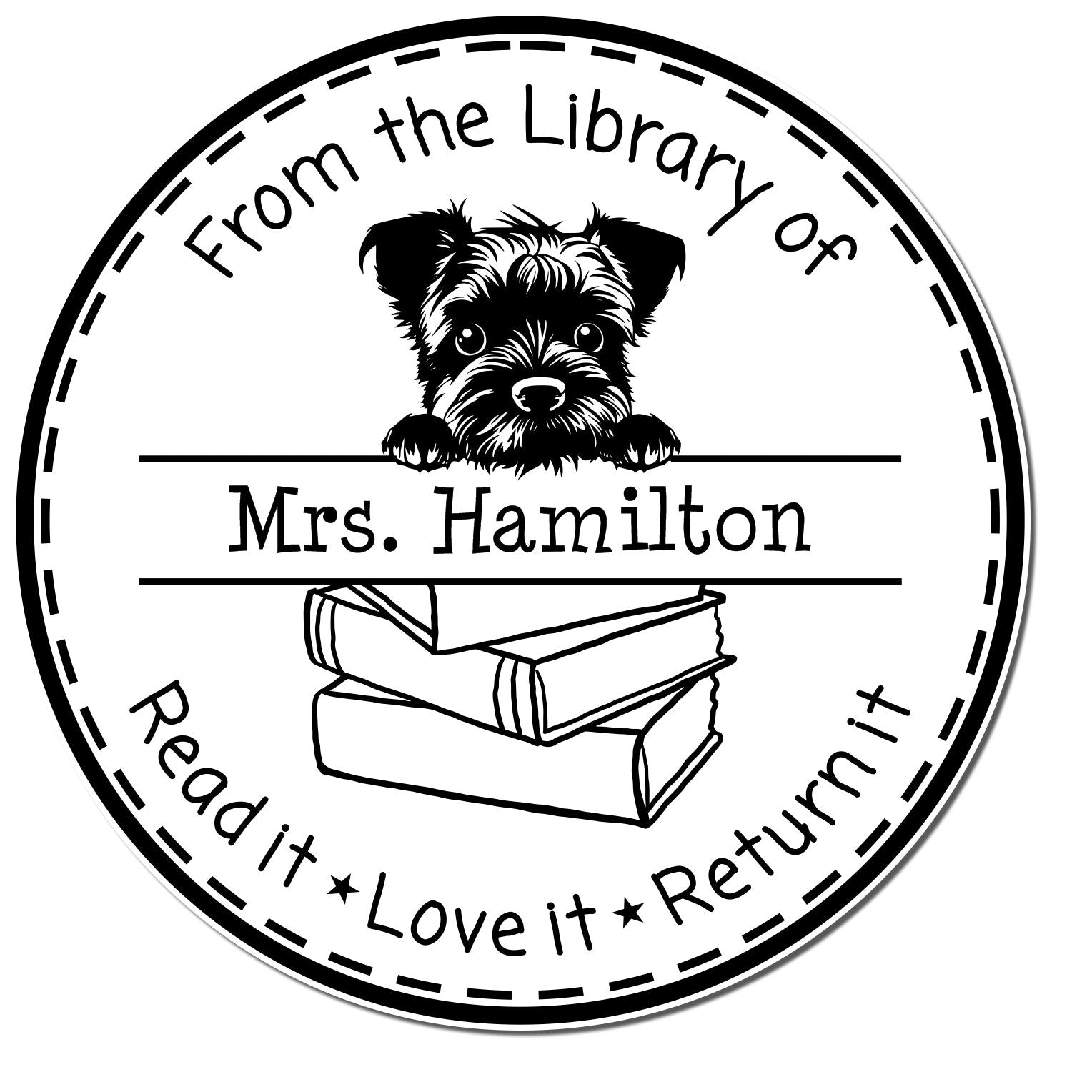 Border Terrier Puppy Themed Read It Love It Return It Custom Stamp - Engineer Seal Stamps