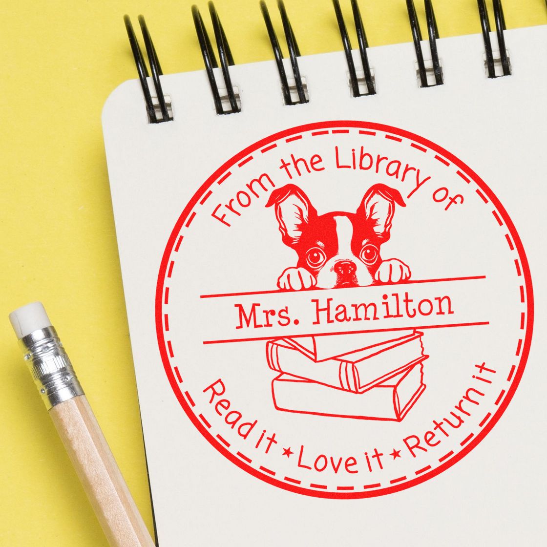 Boston Terrier Custom Read It Love It Return It Customized Stamper - Engineer Seal Stamps