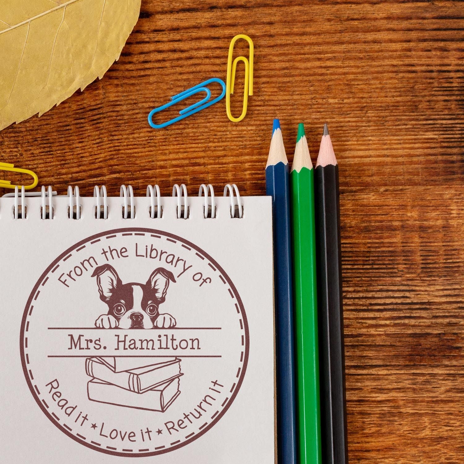 Boston Terrier Customized Read It Love It Return It Customized Stamper - Engineer Seal Stamps