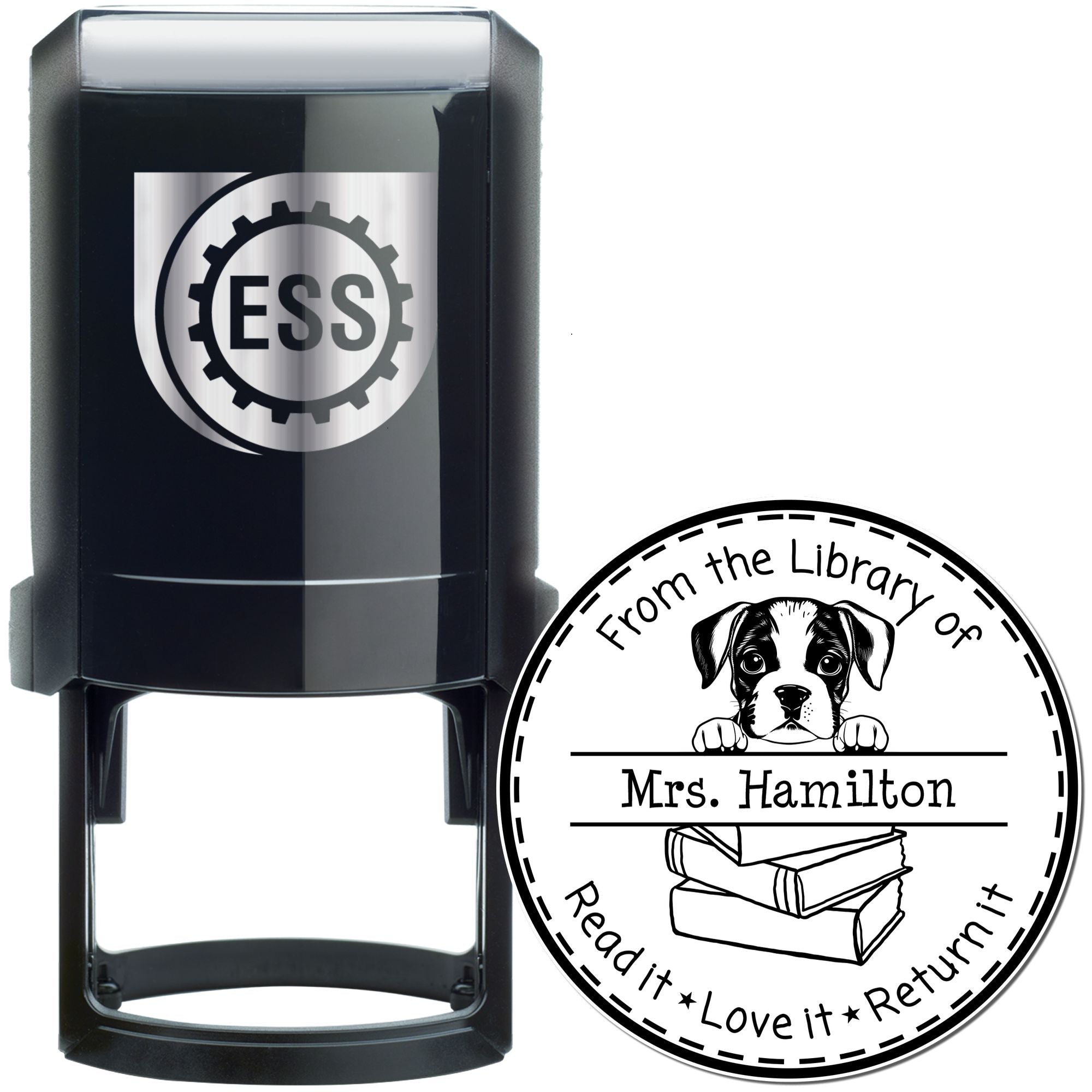 Boxer Customizable Read It Love It Return It Customizable Stamper - Engineer Seal Stamps