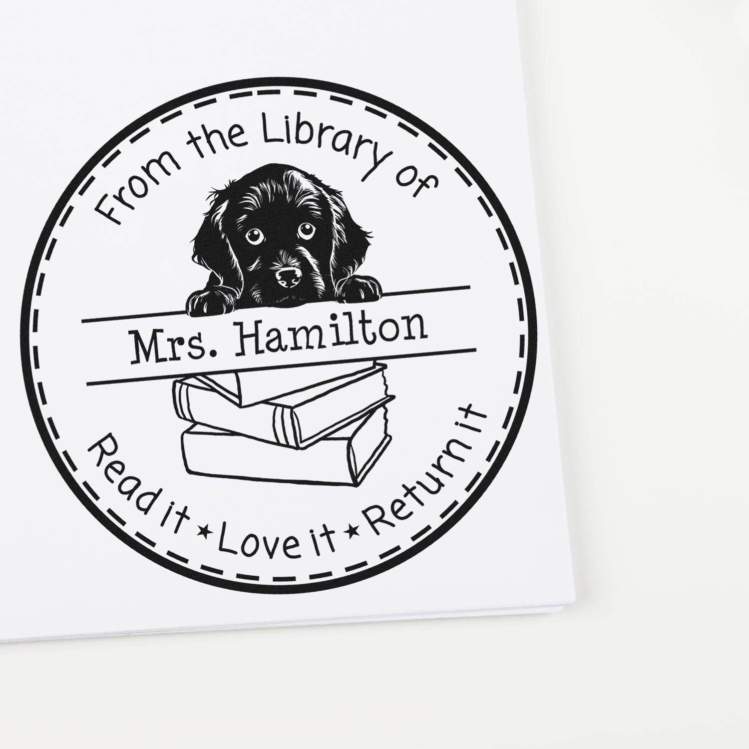 Boykin Spaniel Customized Read It Love It Return It Customizable Stamp - Engineer Seal Stamps