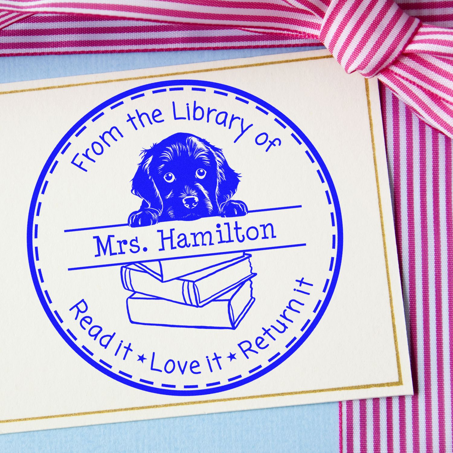 Boykin Spaniel Custom Read It Love It Return It Customizable Stamp - Engineer Seal Stamps