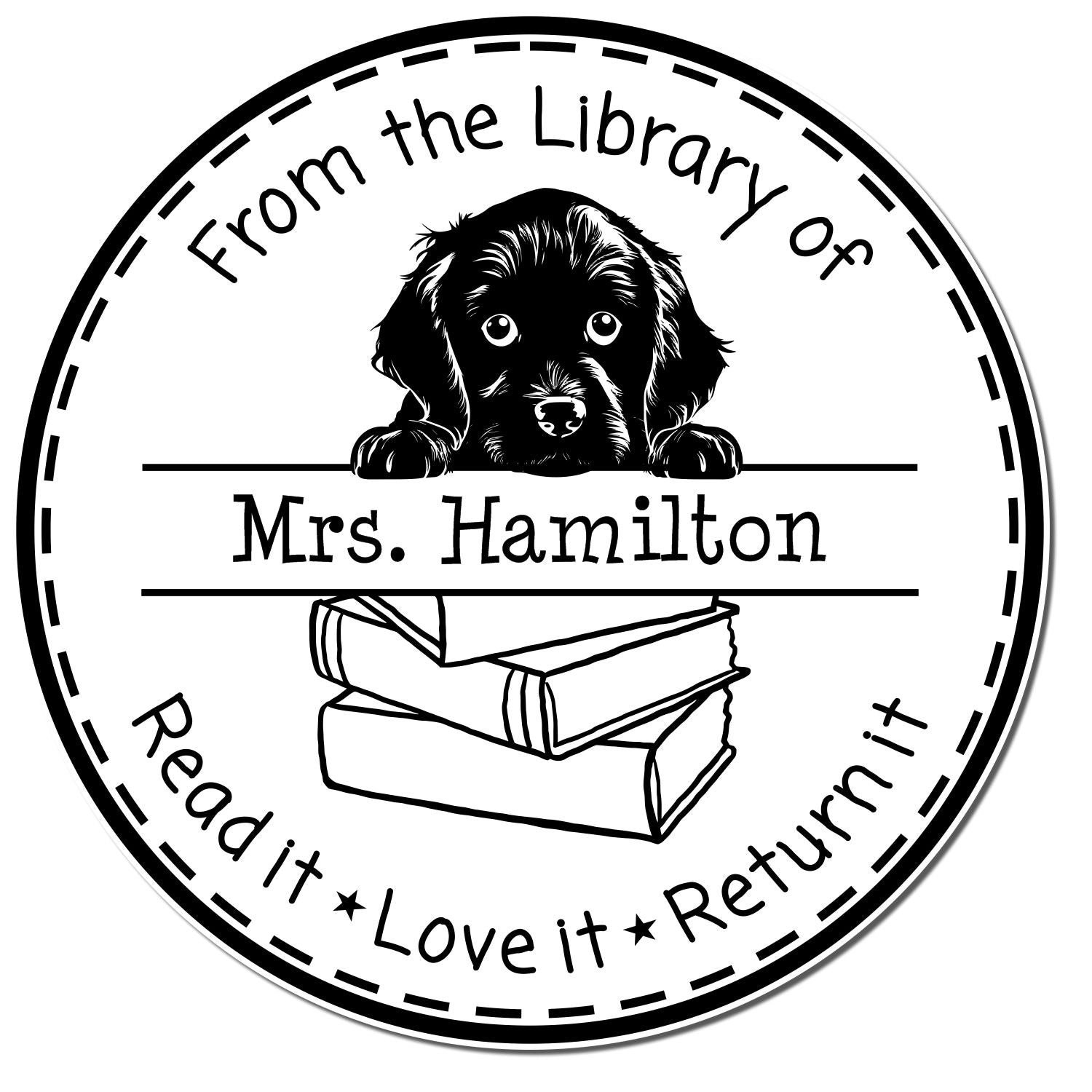 Boykin Spaniel Customizable Read It Love It Return It Customizable Stamp - Engineer Seal Stamps
