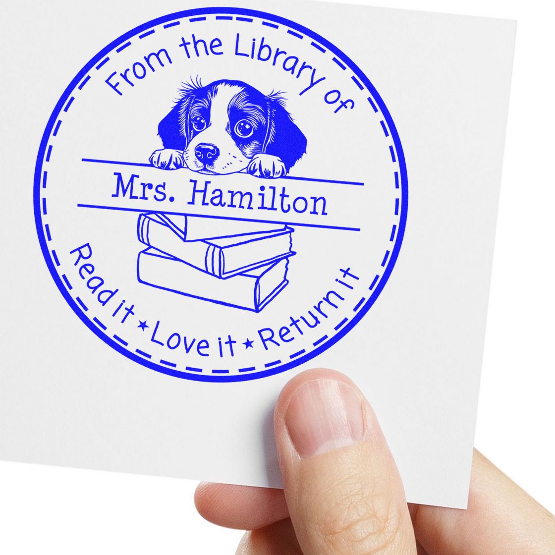 Brittany Puppy Themed Private Library Stamper - Engineer Seal Stamps