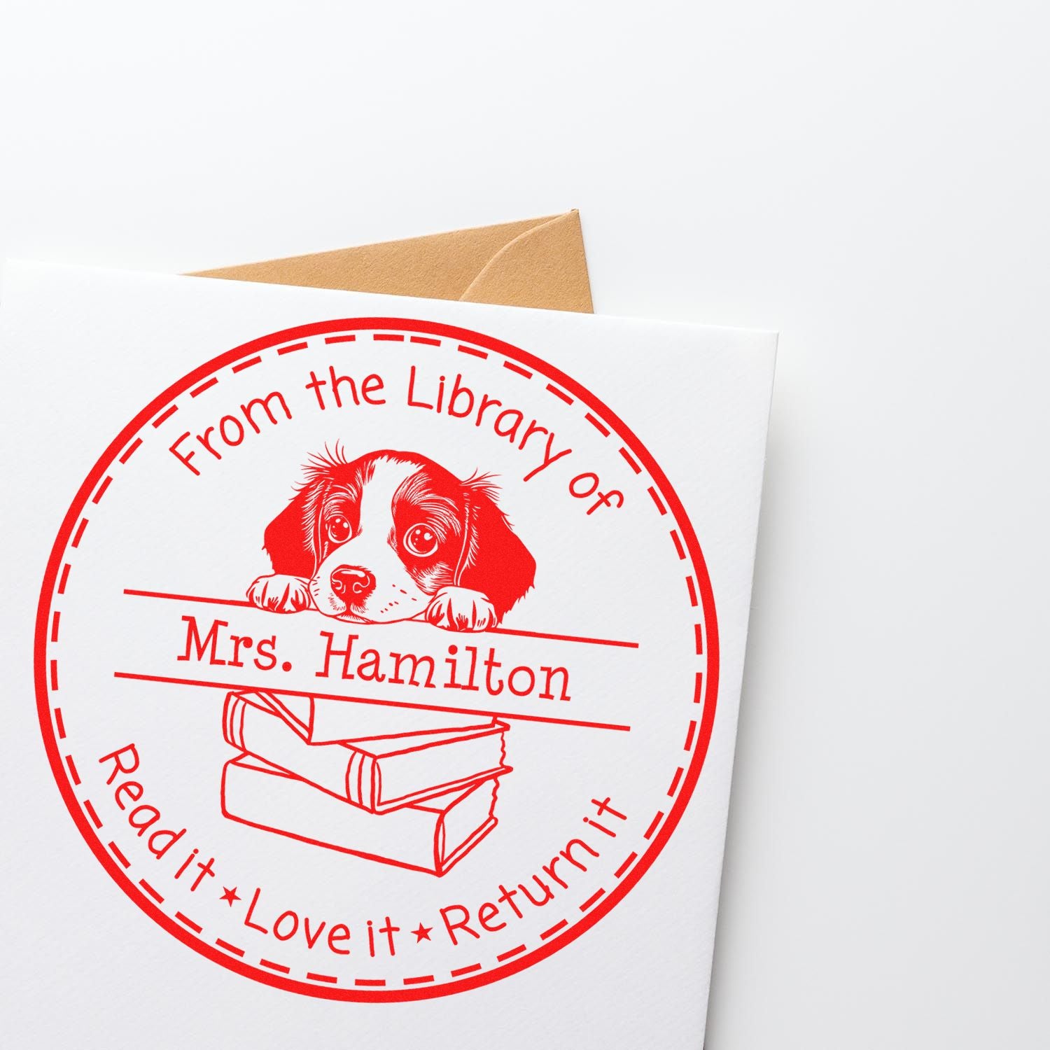 Brittany Customizable Read It Love It Return It Custom Stamper - Engineer Seal Stamps