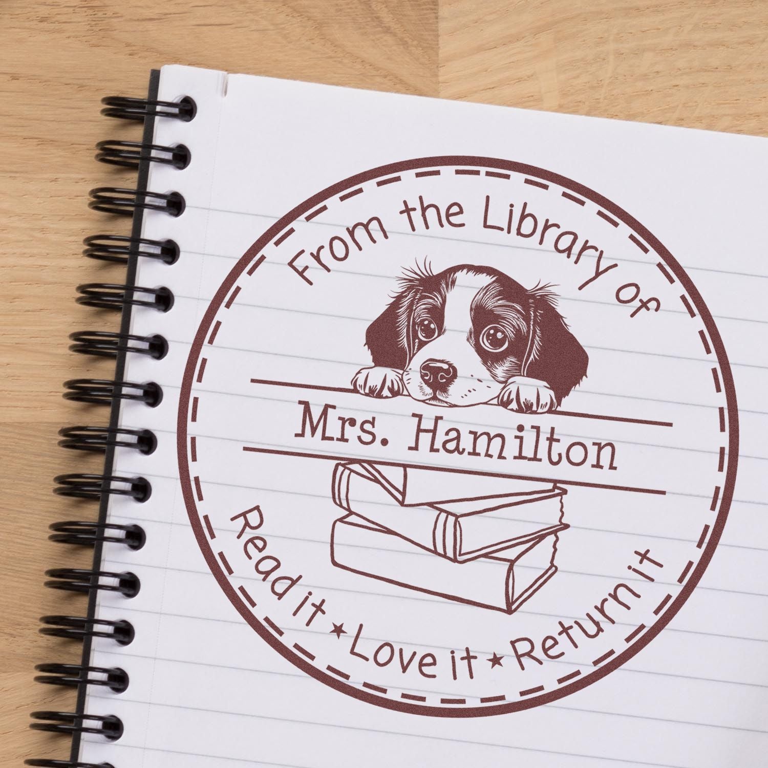 Brittany Customizable Read It Love It Return It Custom Stamper - Engineer Seal Stamps