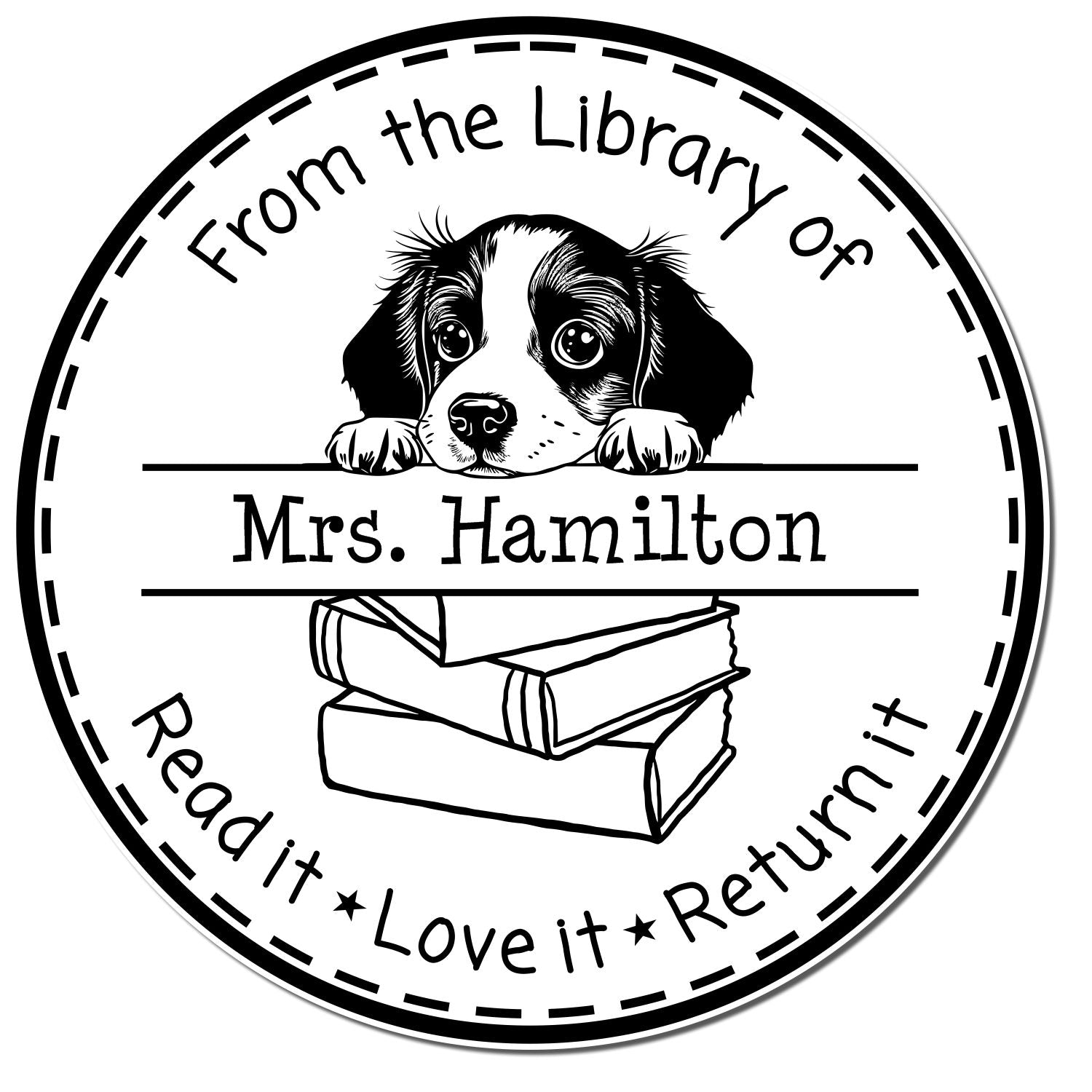 Brittany Customizable Read It Love It Return It Custom Stamper - Engineer Seal Stamps