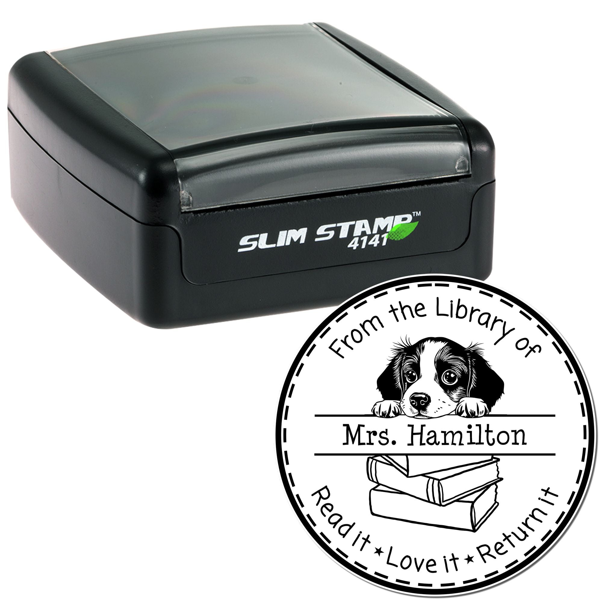 Brittany Puppy Themed Private Library Stamper - Engineer Seal Stamps