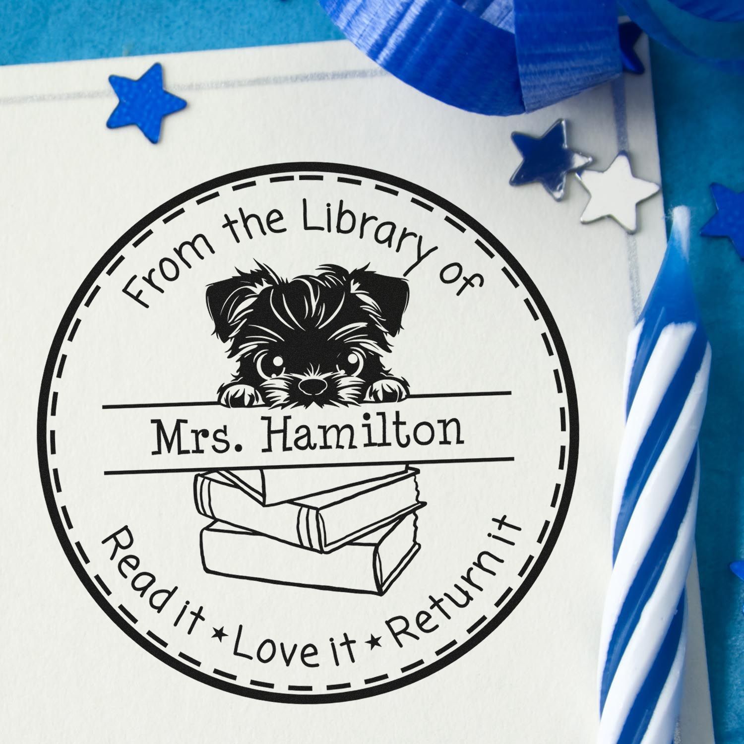 Brussels Griffon Customized Read It Love It Return It Custom Stamp - Engineer Seal Stamps