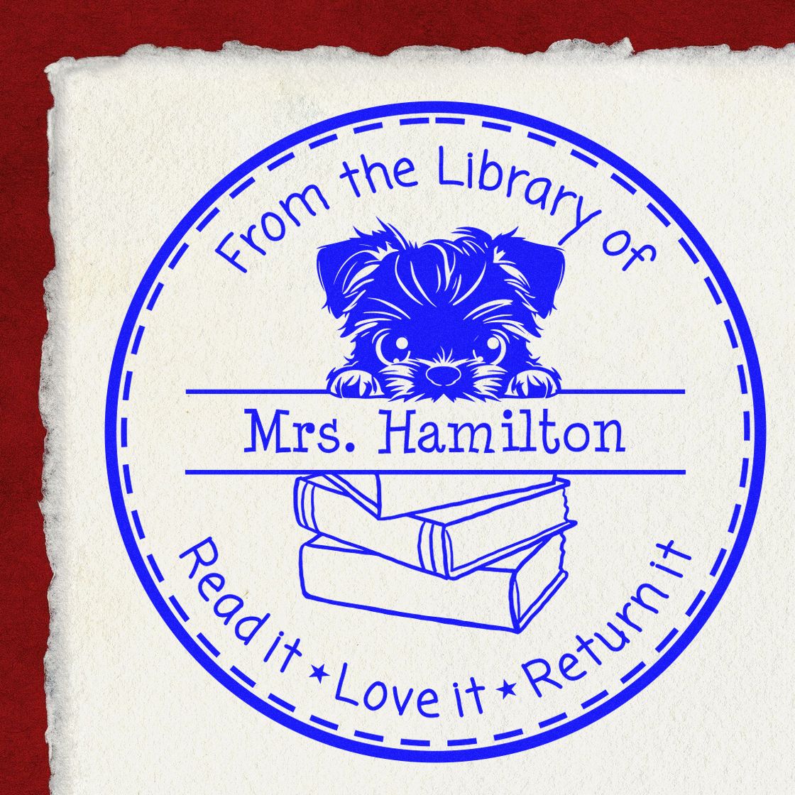 Brussels Griffon Puppy Themed Private Library Stamp - Engineer Seal Stamps