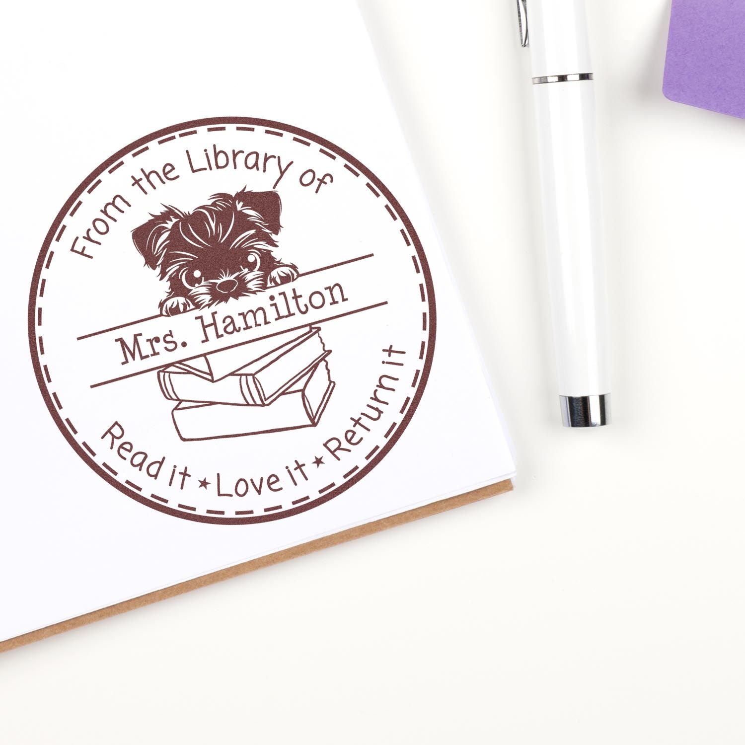 Brussels Griffon Puppy Themed Private Library Stamp - Engineer Seal Stamps