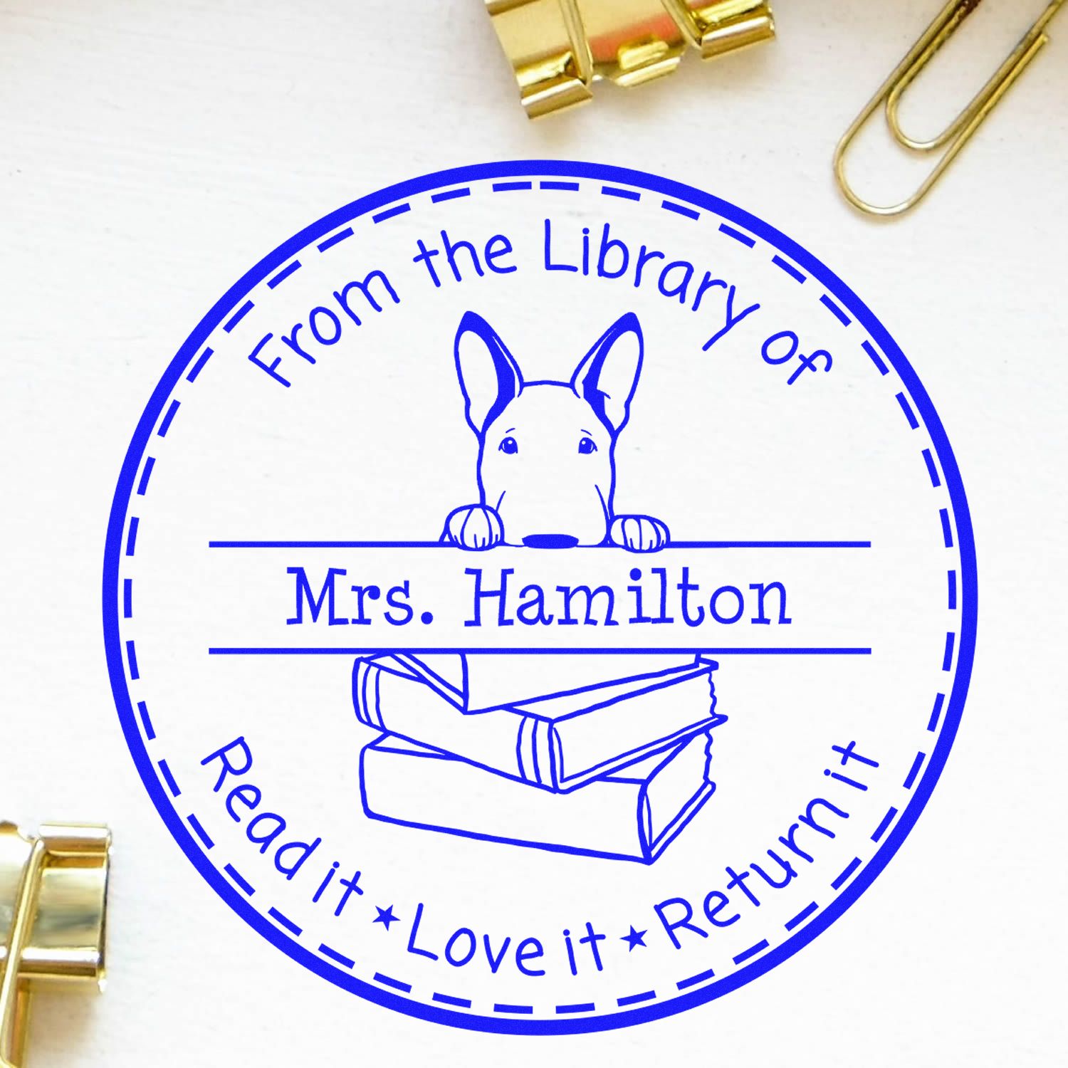 Bullmastiff Customized Read It Love It Return It Custom Made Stamper - Engineer Seal Stamps