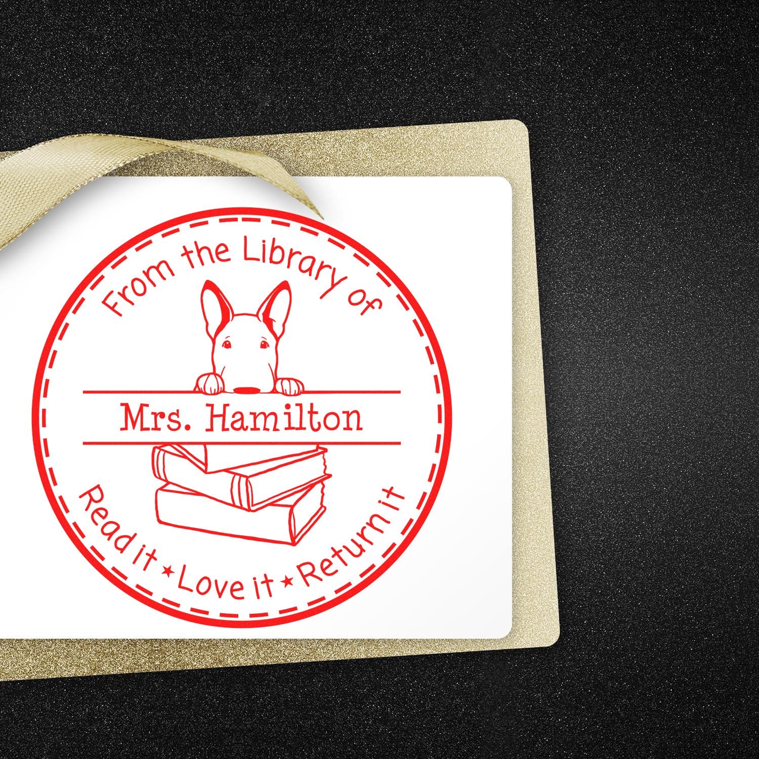 Bullmastiff Puppy Themed Library Name Stamper - Engineer Seal Stamps