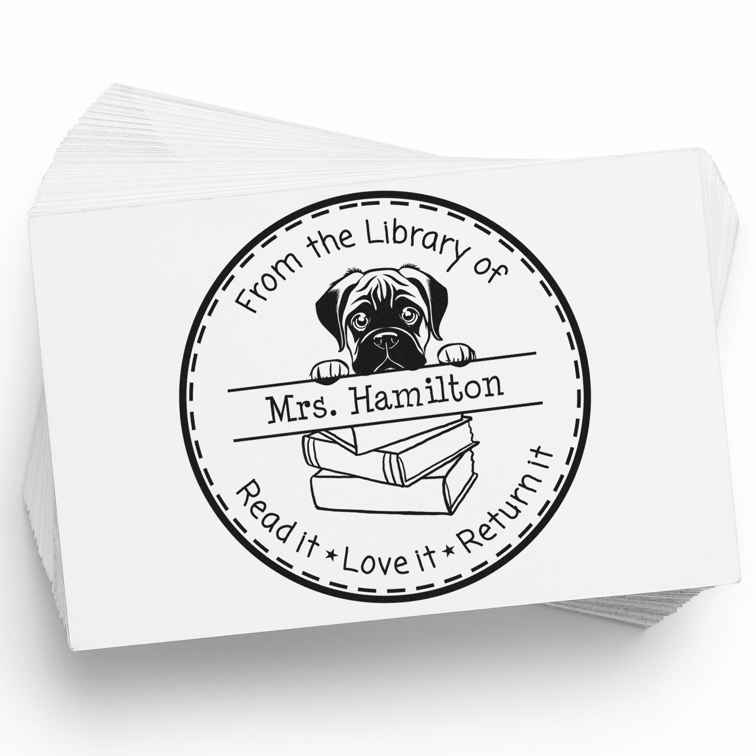 Self-Inking Bull Terrier Customizable Read It Love It Return It Custom Made Stamp - Engineer Seal Stamps