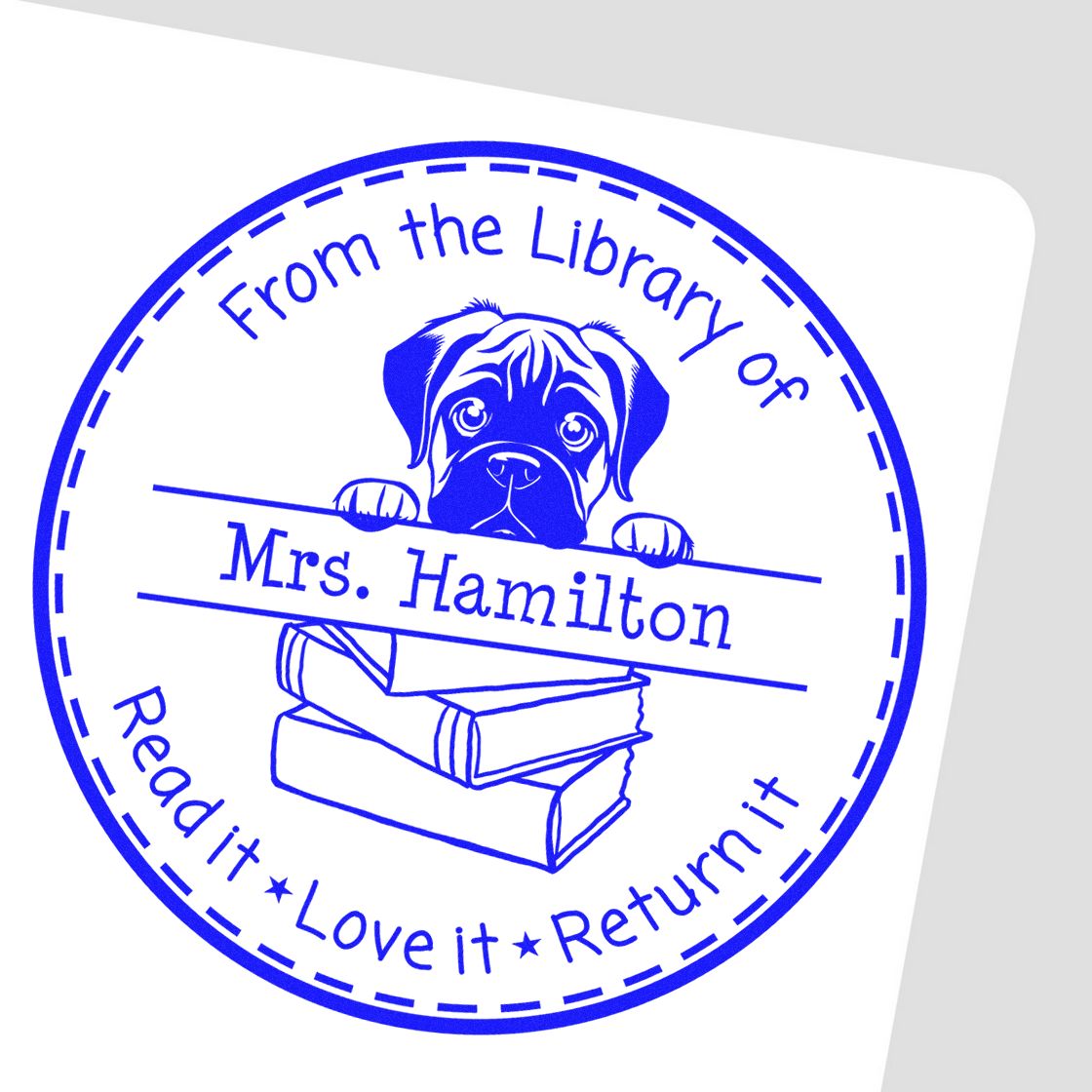Bull Terrier Customized Read It Love It Return It Custom Made Stamp - Engineer Seal Stamps