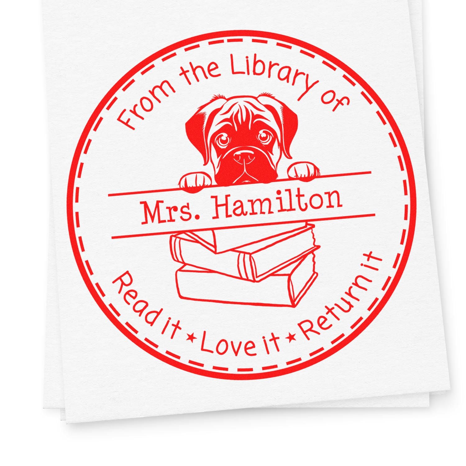 Bull Terrier Customized Read It Love It Return It Custom Made Stamp