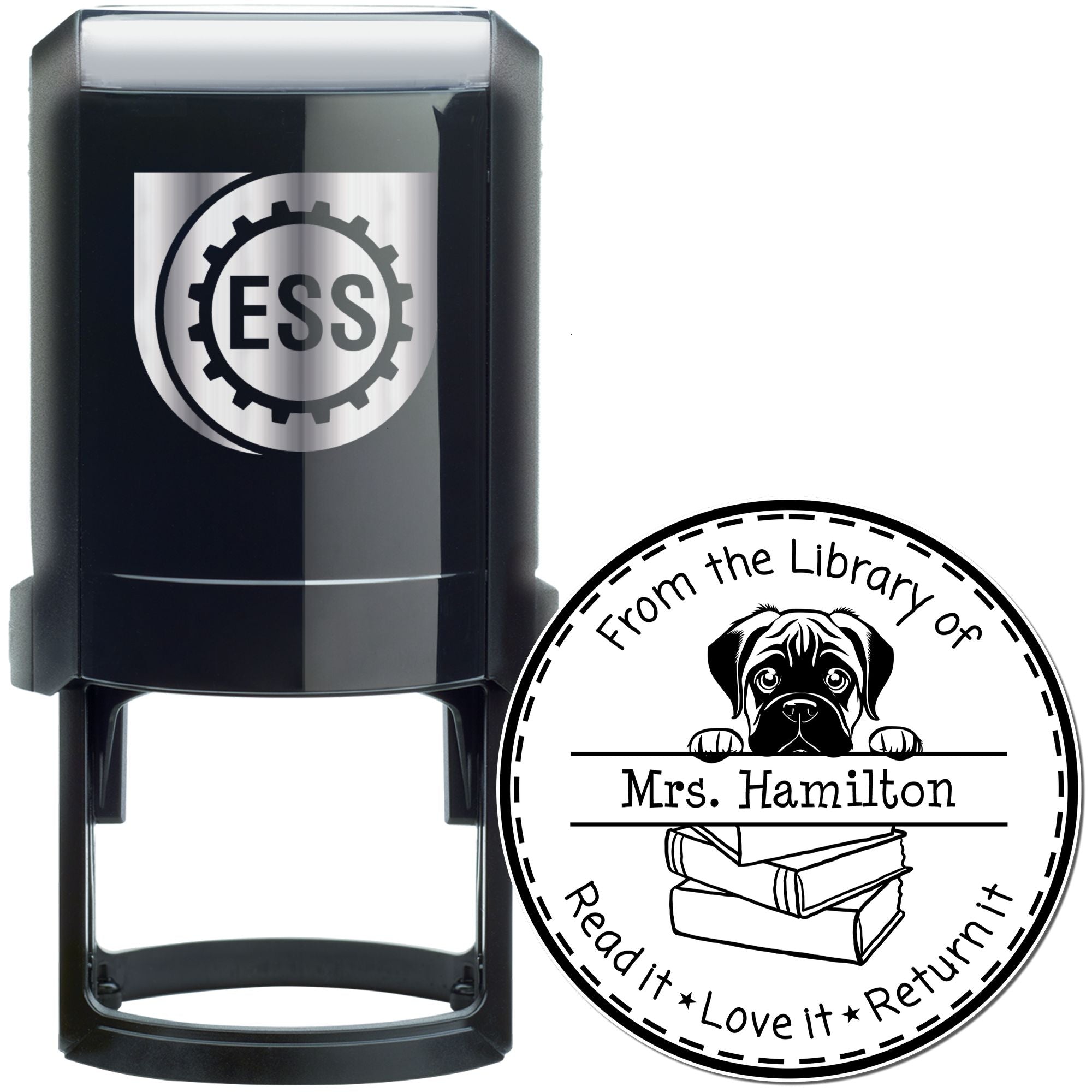 Self-Inking Bull Terrier Customizable Read It Love It Return It Custom Made Stamp - Engineer Seal Stamps