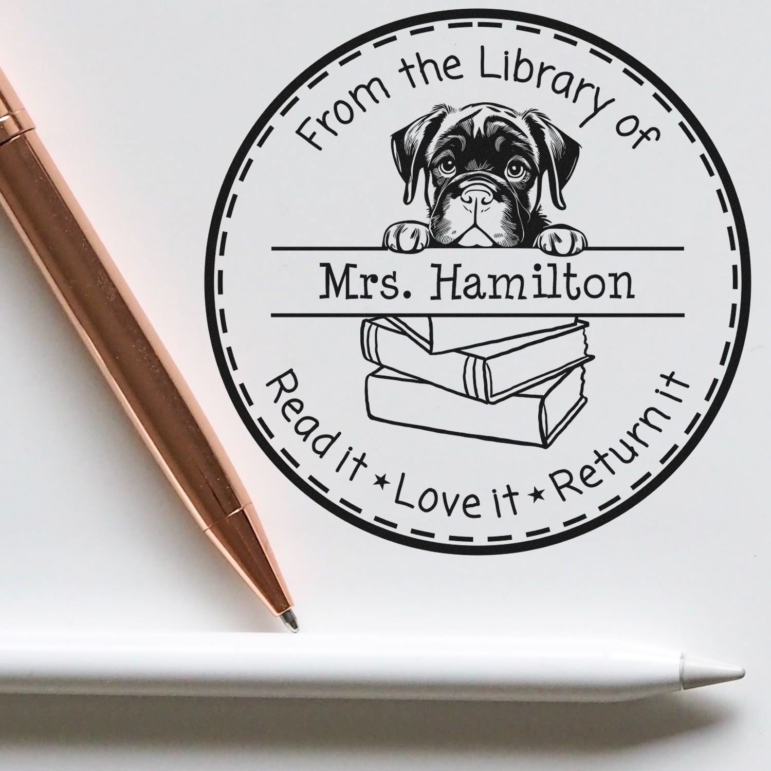 Cane Corso Puppy Themed Library Book Stamper - Engineer Seal Stamps