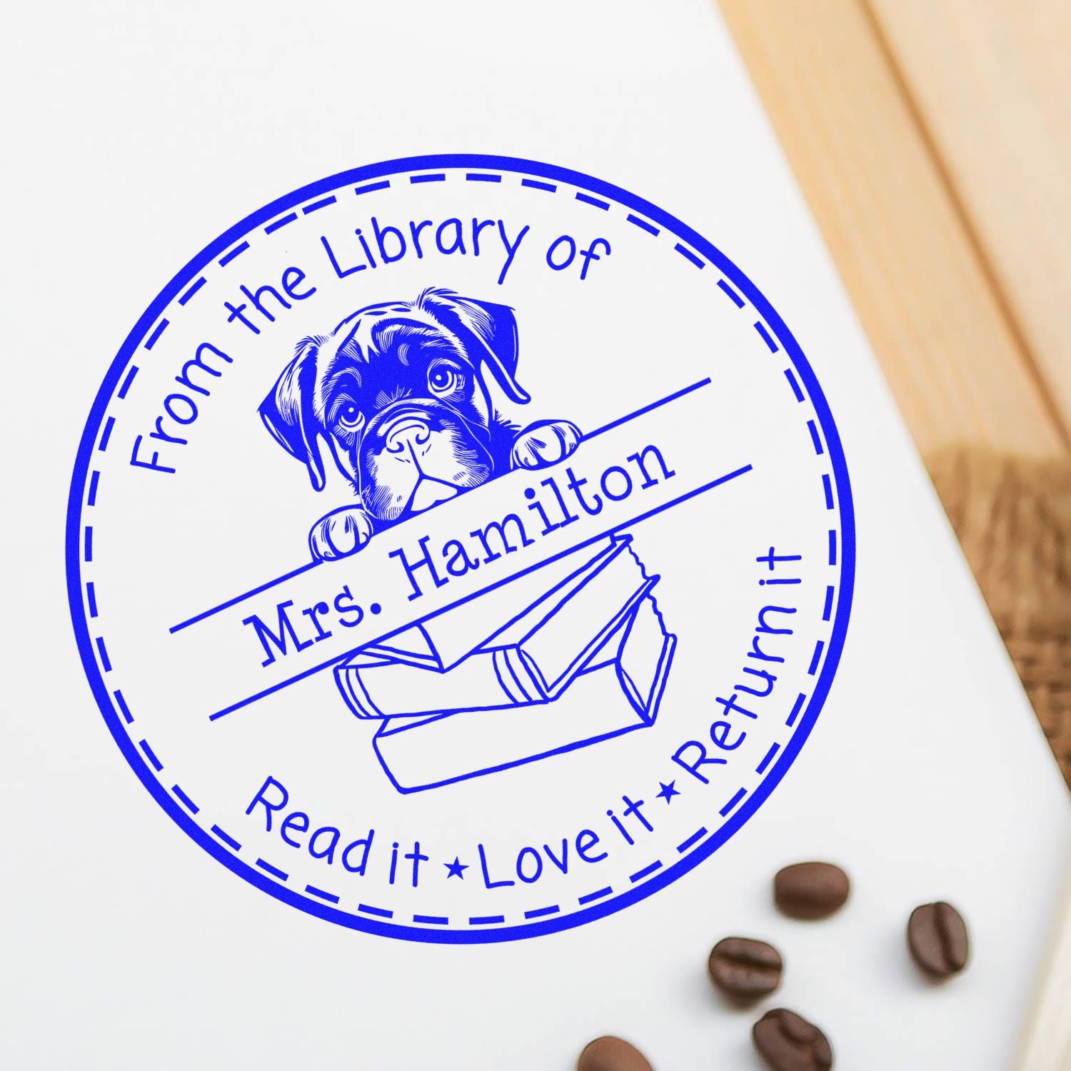 Cane Corso Puppy Themed Library Book Stamper - Engineer Seal Stamps