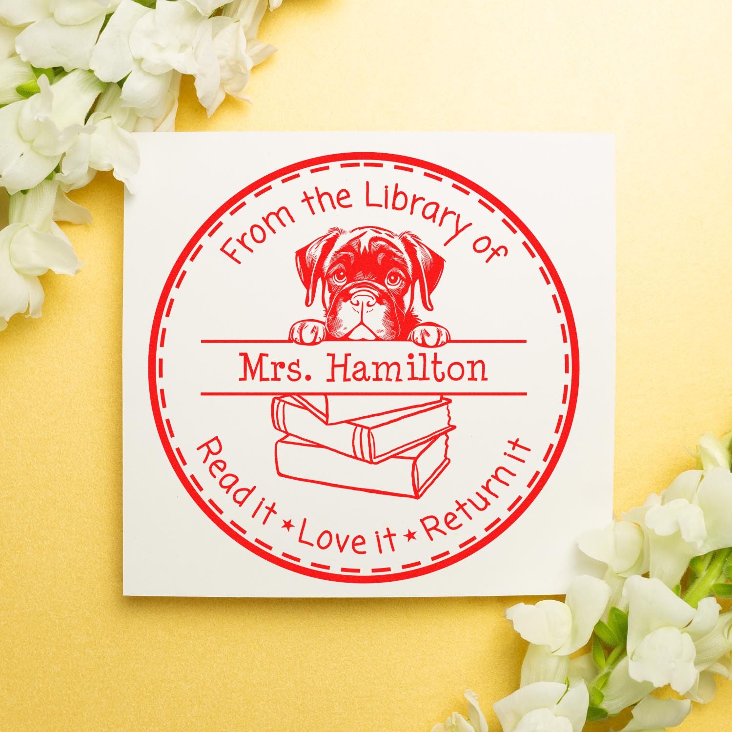 Cane Corso Puppy Themed Library Book Stamper - Engineer Seal Stamps